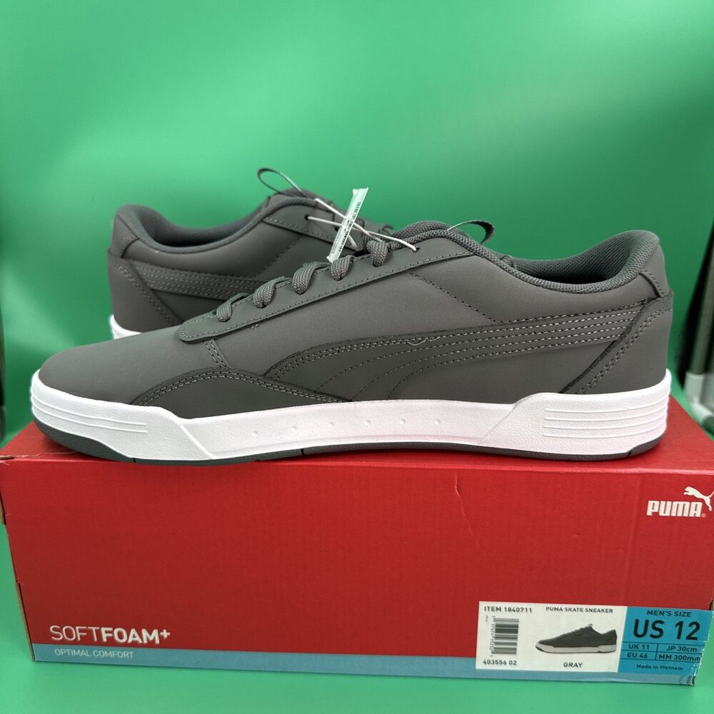 New PUMA Men's Size 12 Skate Sneakers Lace-up Court Shoes Gray NIB - Picture 10 of 16